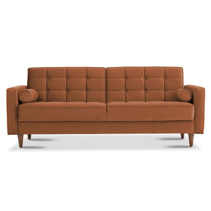 Baneton Modern Burnt Orange Velvet Sleeper Sofa