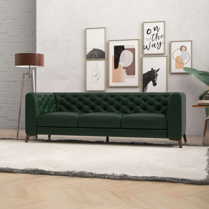 Carter Tufted Tight Back Genuine Leather Sofa