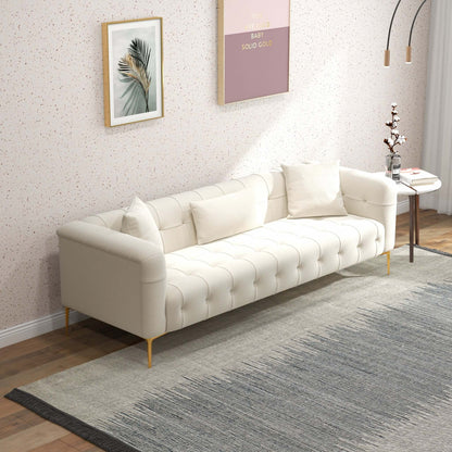 Alessandra Gold Plated Leg French Boucle Sofa in Cream