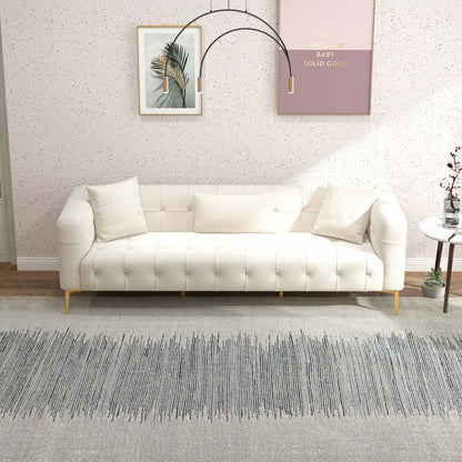 Alessandra Gold Plated Leg French Boucle Sofa in Cream