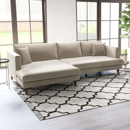 Blake L-Shaped Beige Velvet Sectional Sofa (Left Facing Chaise) | Ashcroft Furniture | Houston TX | The Best Drop shipping Supplier in the USA