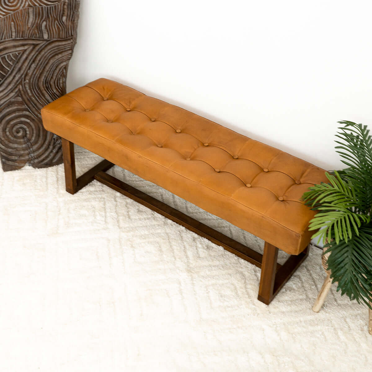 Cameron Antique Leather Bench | Ashcroft Furniture | Houston TX | The Best Drop shipping Supplier in the USA