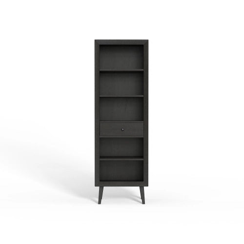 Grey Wooden Bookshelf with Drawer