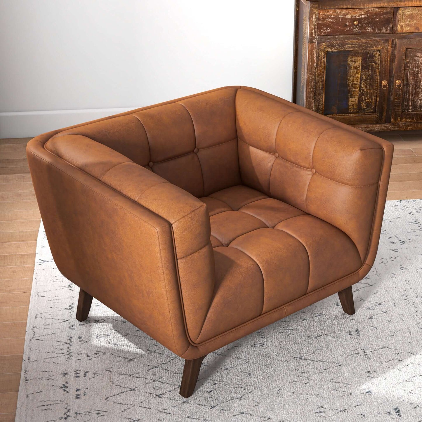 Addison Lounge Chair - Tan Leather | Ashcroft Furniture | Houston TX | The Best Drop shipping Supplier in the USA