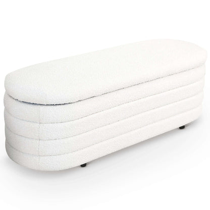 Collen Modern White Boucle Upholstered Storage Bench