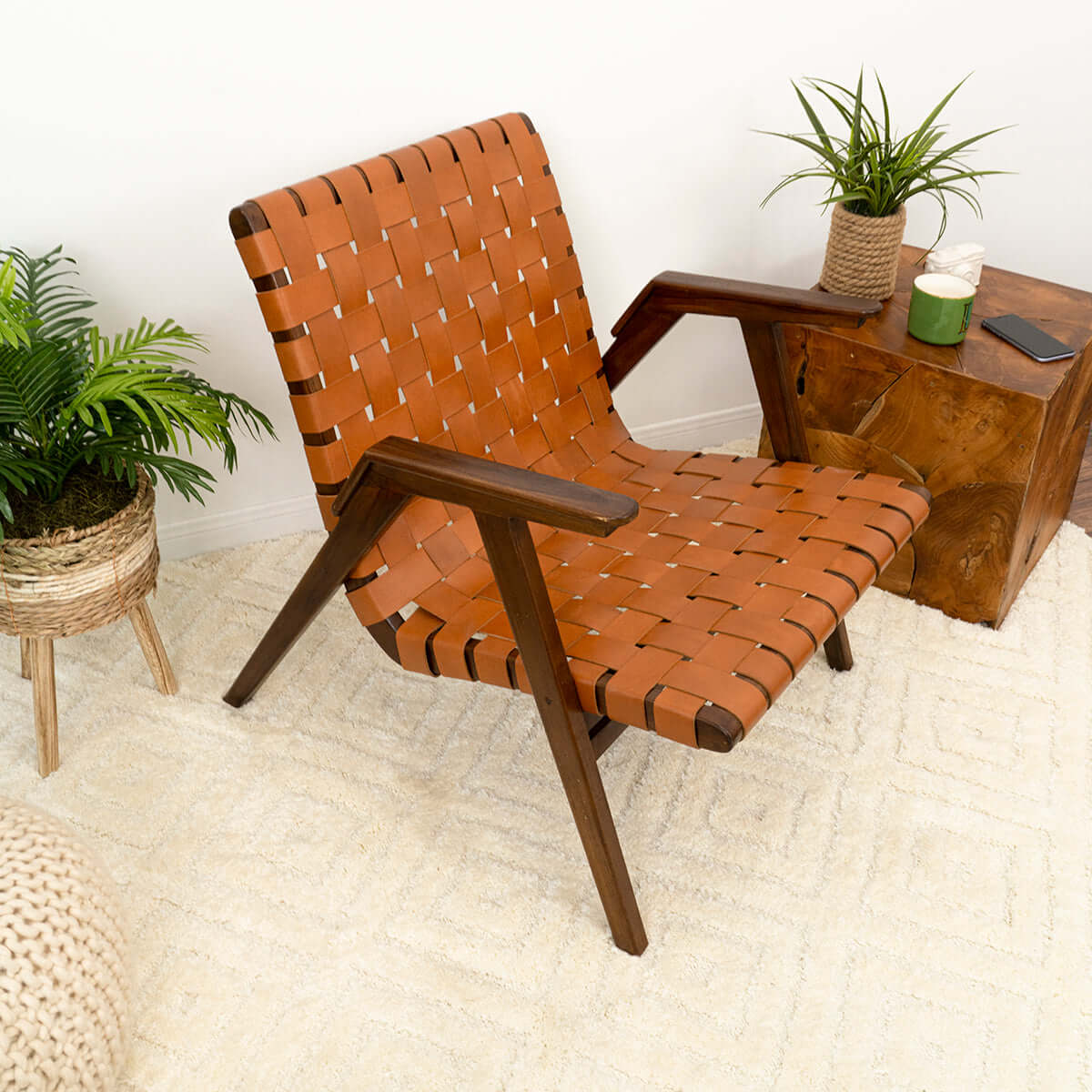 David Genuine Leather Teak Lounge Chair | Ashcroft Furniture | Houston TX | The Best Drop shipping Supplier in the USA