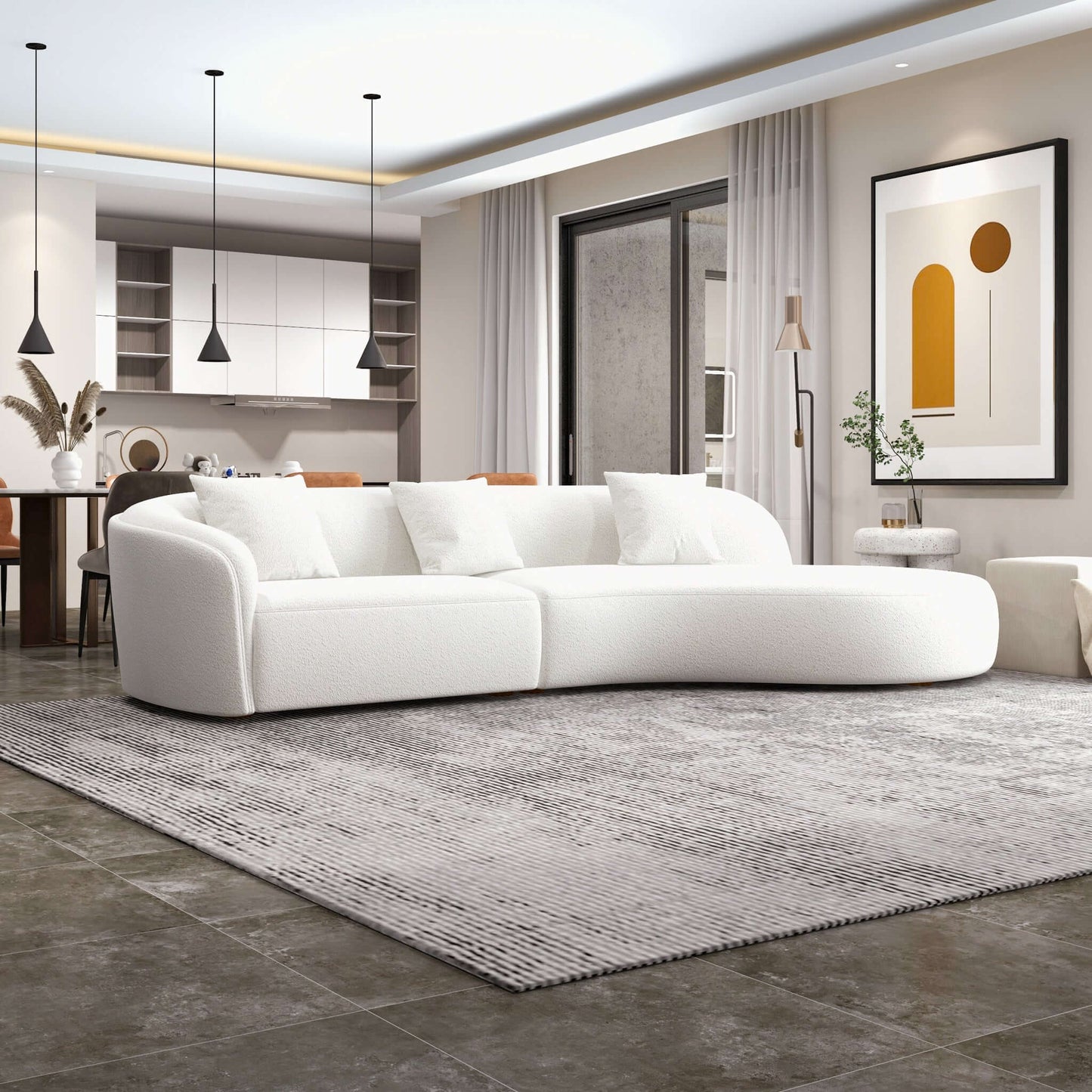 Elijah Sectional Sofa Medium - Ivory Boucle | Ashcroft Furniture | Houston TX | The Best Drop shipping Supplier in the USA