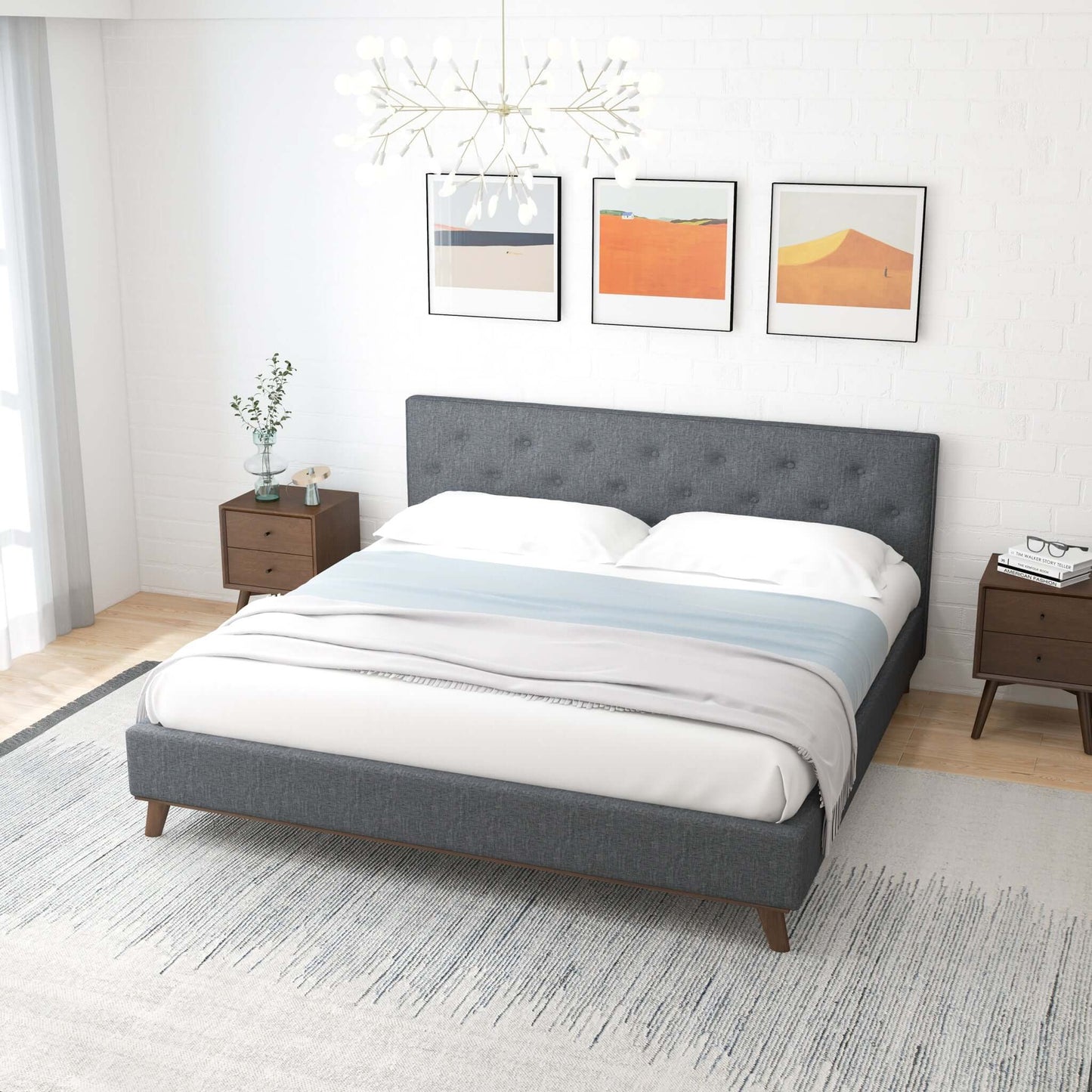 Dillon Queen Size Dark Gray Platform Bed | Ashcroft Furniture | Houston TX | The Best Drop shipping Supplier in the USA