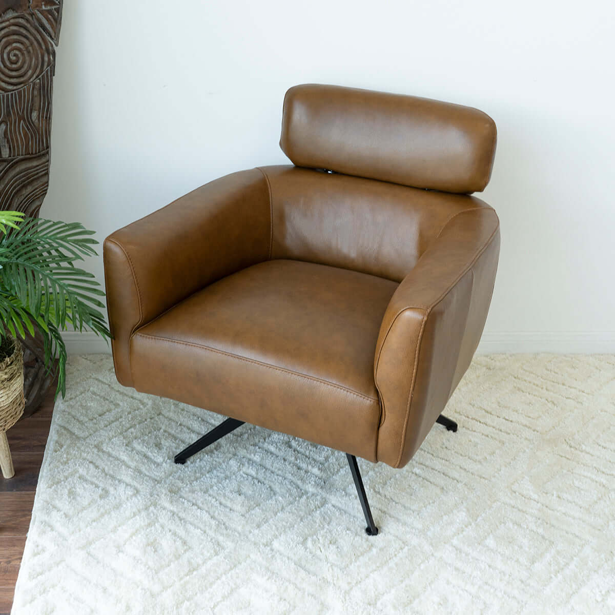 Camila Leather Lounge Chair (Tan) | Ashcroft Furniture | Houston TX | The Best Drop shipping Supplier in the USA