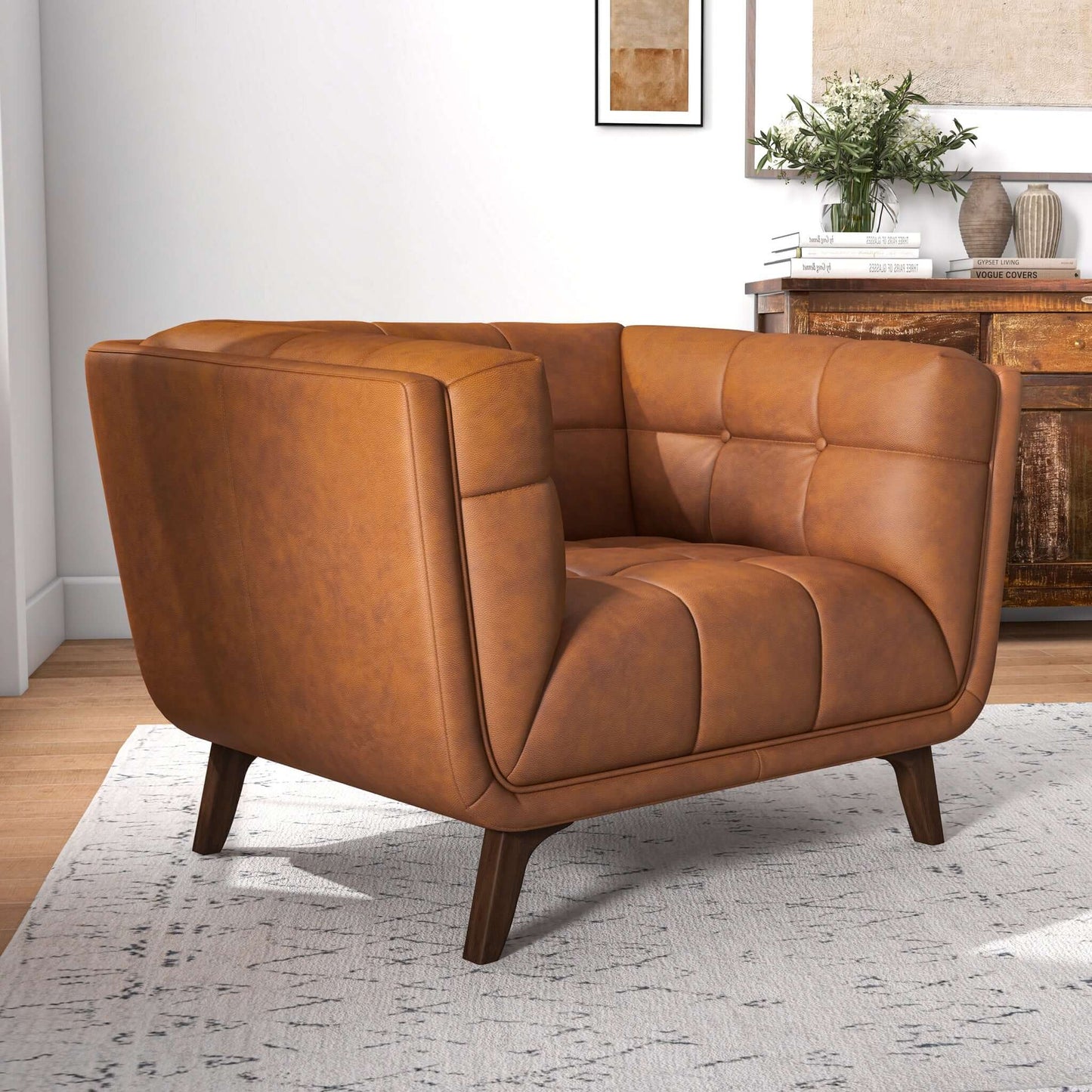 Addison Lounge Chair - Tan Leather | Ashcroft Furniture | Houston TX | The Best Drop shipping Supplier in the USA