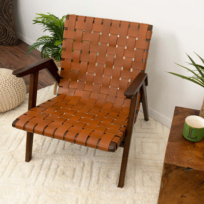 David Genuine Leather Teak Lounge Chair | Ashcroft Furniture | Houston TX | The Best Drop shipping Supplier in the USA