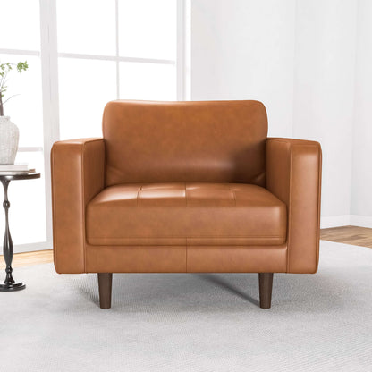 Catherine Leather Lounge Chair (Tan Leather) - Ashcroft Furniture Houston Tx Mid Century Furniture Store - Lounge Chairs 1