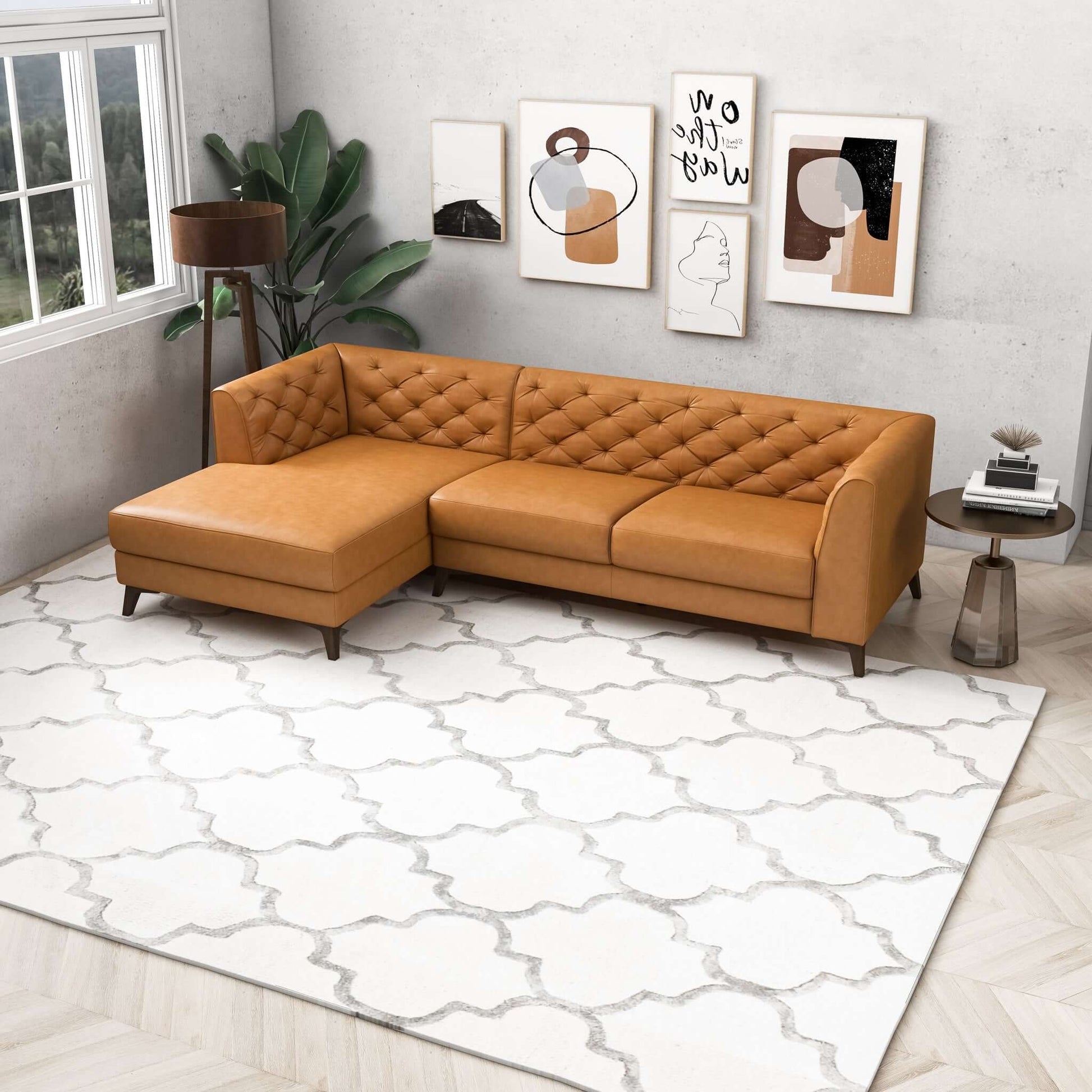 Carter Sectional Leather Sofa - Tan Leather Left Chaise | Ashcroft Furniture | TX | The Best Drop shipping Supplier in the USA