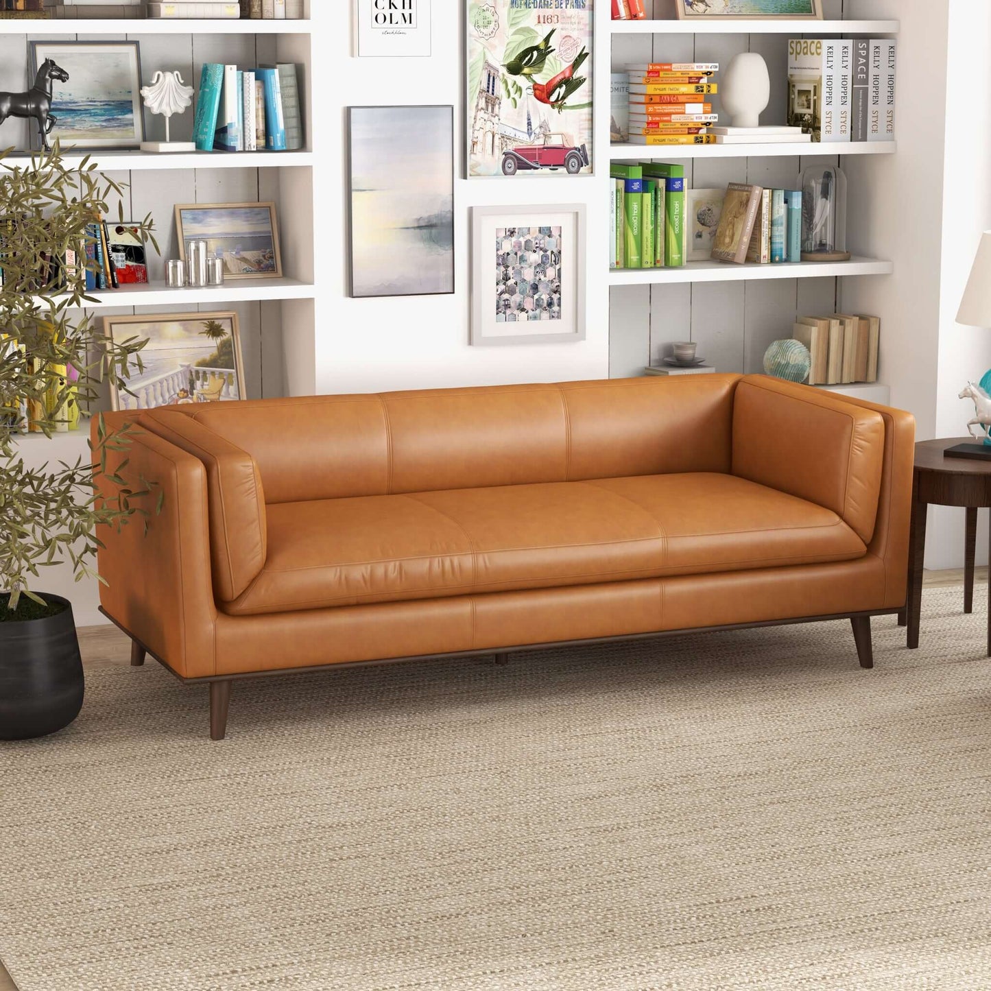 Cassidy Tan Leather Sofa Couch | Ashcroft Furniture | Houston TX | The Best Drop shipping Supplier in the USA