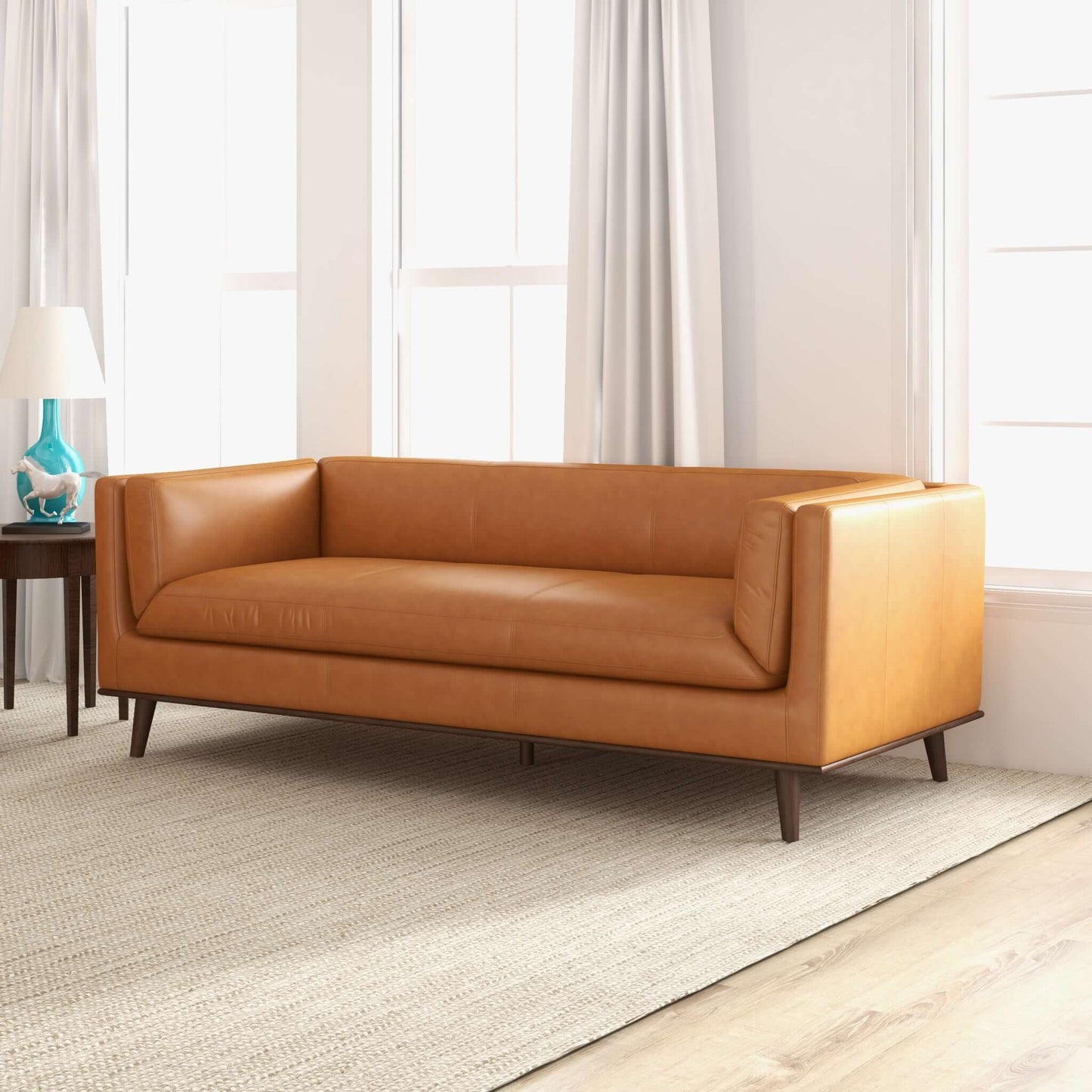 Cassidy Tan Leather Sofa Couch | Ashcroft Furniture | Houston TX | The Best Drop shipping Supplier in the USA