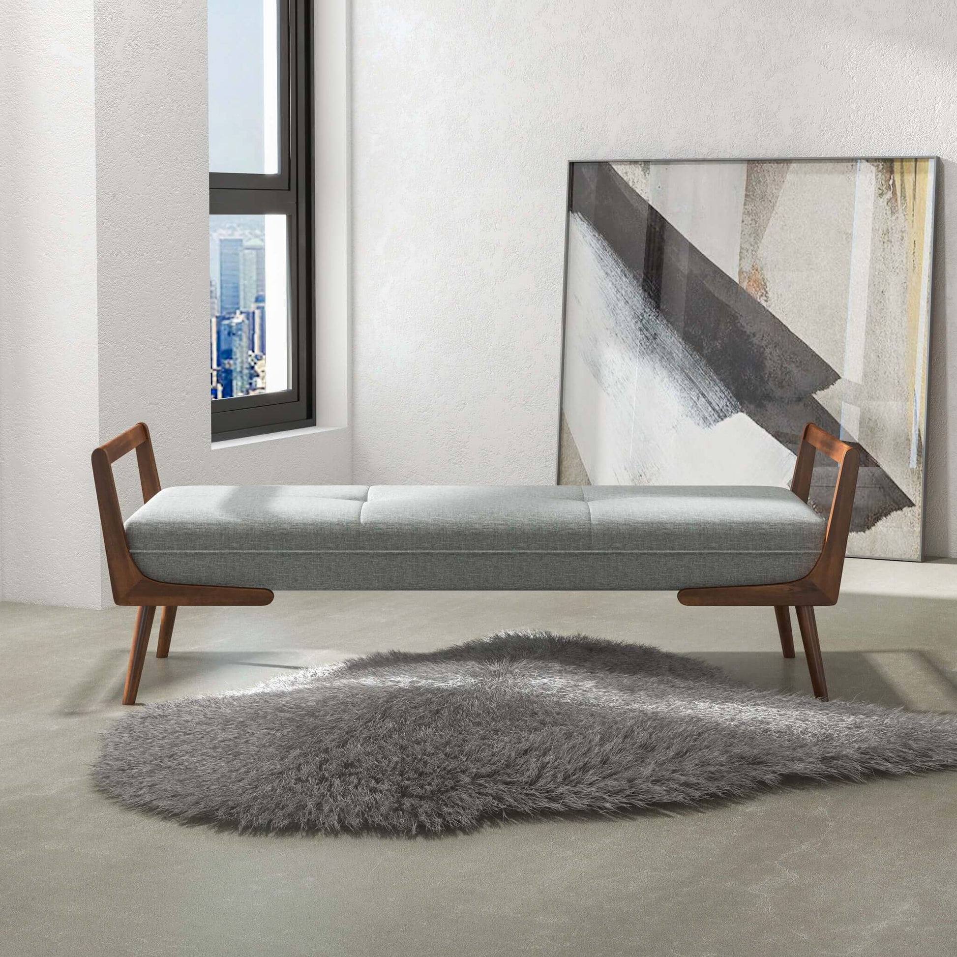 Cora Modern Grey Bench | Ashcroft Furniture | Houston TX | The Best Drop shipping Supplier in the USA