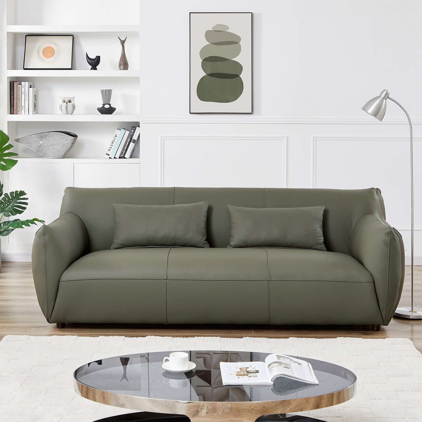 Blur Modern Olive Genuine Leather Sofa