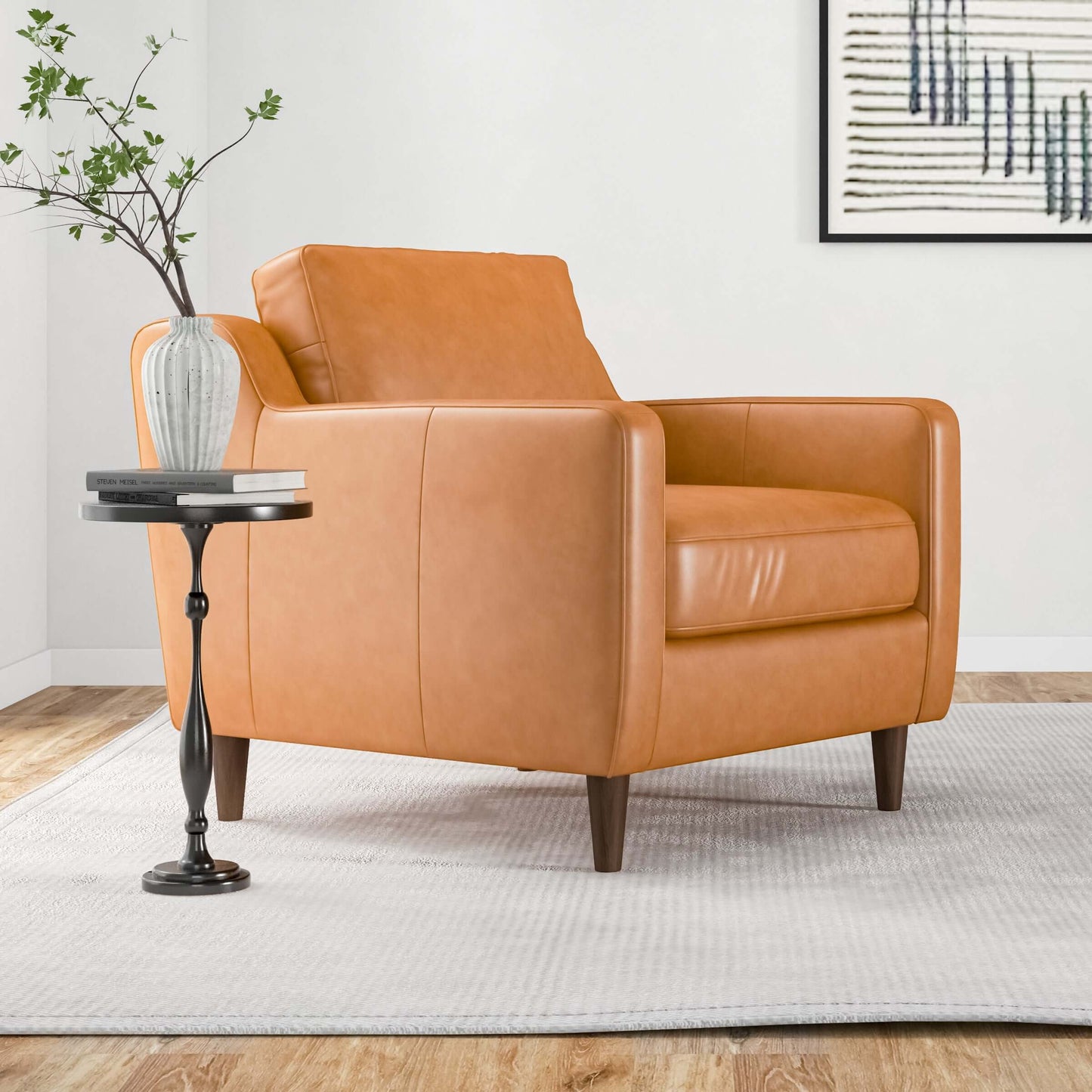 Cooper Leather Tan Lounge Chair | Ashcroft Furniture | Houston TX | The Best Drop shipping Supplier in the USA