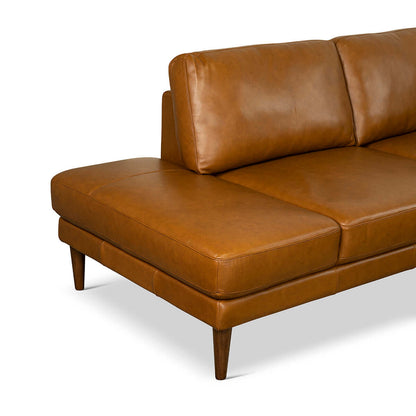 Maxwell Genuine Leather Cognac Tan Sectional