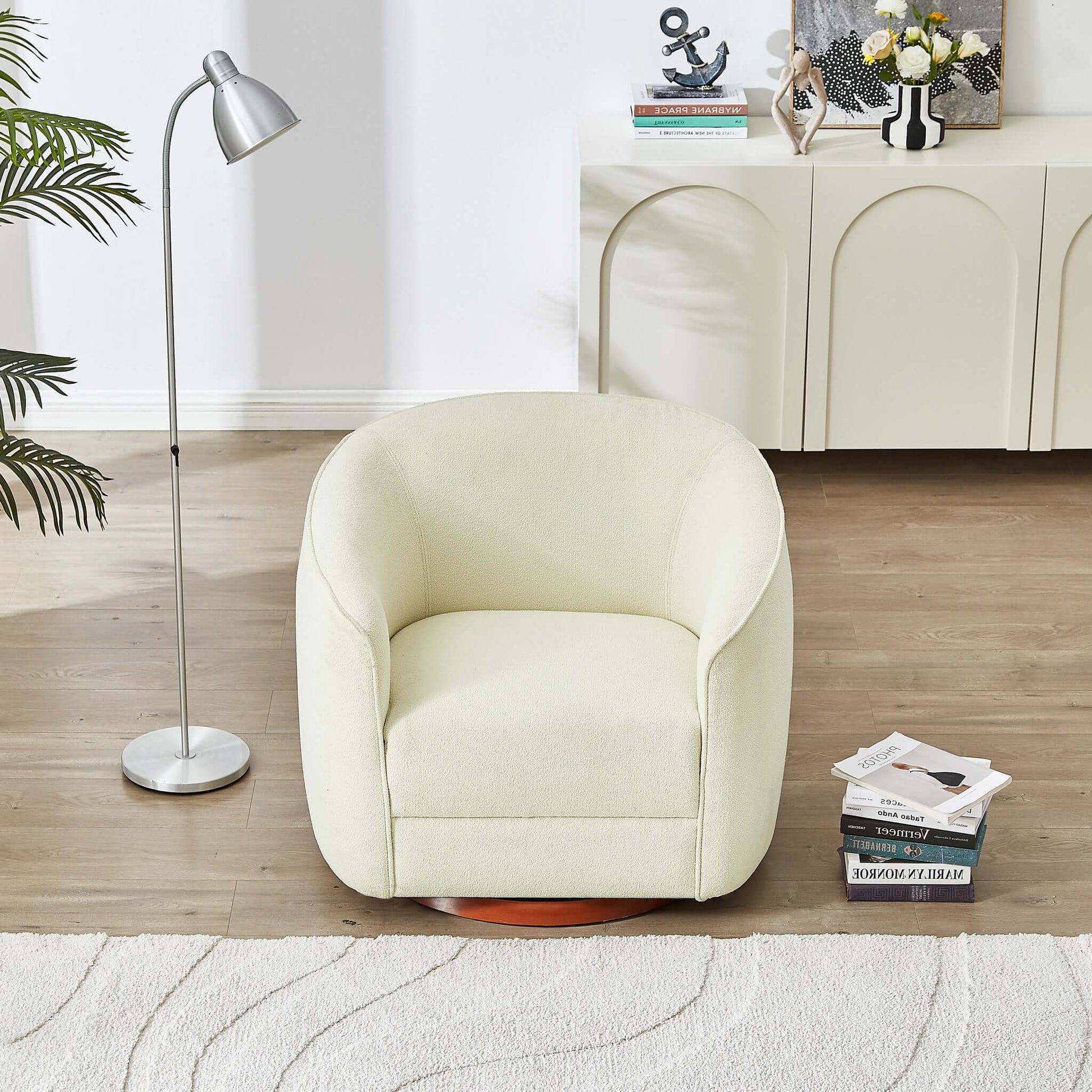 Elise Cream Boucle Swivel Chair | Ashcroft Furniture | Houston TX | The Best Drop shipping Supplier in the USA