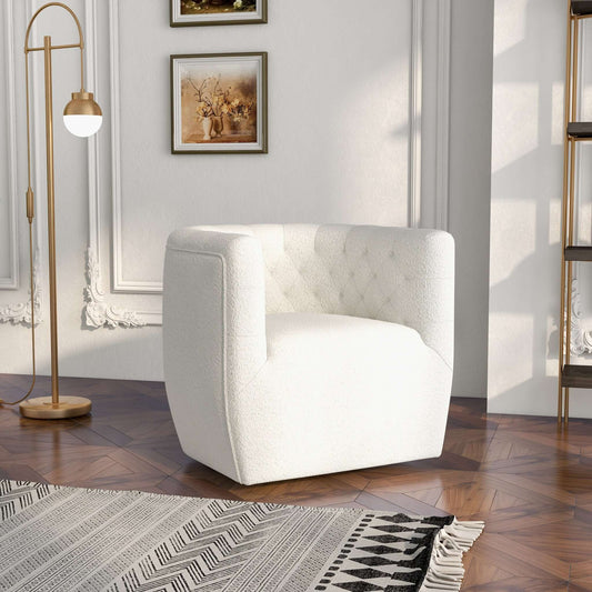 Delaney Cream Boucle Swivel Chair | Ashcroft Furniture | Houston TX | The Best Drop shipping Supplier in the USA